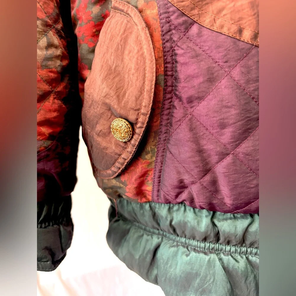 INNOVATIONS‎ By Izzy Vintage Mixed Media Floral Puffer Jacket